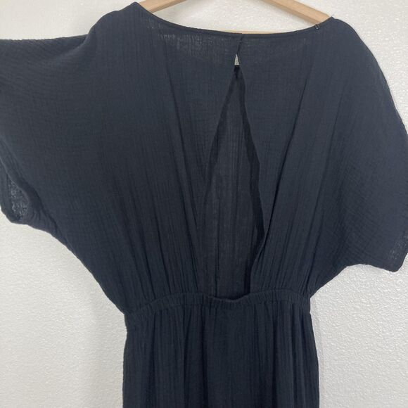 Z SUPPLY Jumpsuit Womens Medium Black Crinkle Gauze Elastic Waist ZP222233S - Picture 13 of 16